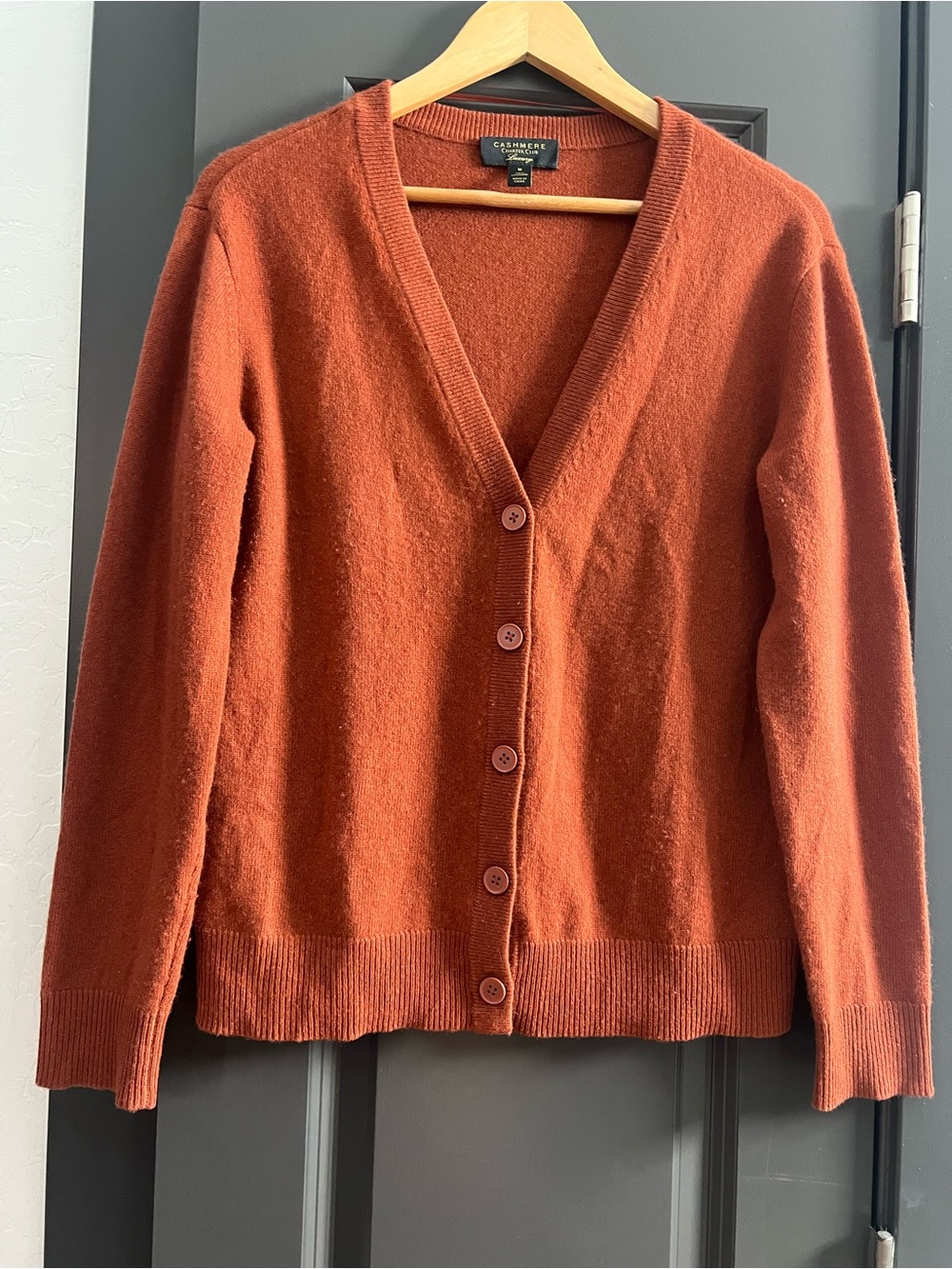 Charter Club 100% Cashmere V-Neck Cardigan Sweater szM